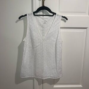 Rag & Bone White Jean eyelet V-Neck Tank Top